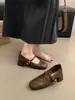 Primer Encuentro Jifa Retro Francés Punta Cuadrada Corte Bajo Zapatos de Salón para Mujer Zapatos 2026 Nuevo Otoño Combinar con Faldas Zapatos Mary Jane