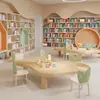 Mesas e Cadeiras Infantis de Jardim de Infância em Madeira Maciça Conjunto Criativo Loja de Educação Infantil Casa Modelo Exibição Mesas e Cadeiras de Brinquedo para Entretenimento