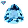 Huagang gema fertilizante triángulo azul mar anillo de vidrio superficie piedra desnuda triángulo gordo azul mar vidrio sintético piedra principal diamante