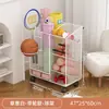 Cesta de Armazenamento para Tapete de Yoga com Rodas, Rack de Armazenamento para Equipamentos Esportivos e de Fitness, Suporte para Halteres, Rack de Armazenamento para Raquetes de Badminton e Bola de Basquete