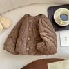 QW263023 Chaqueta de Algodón para Niños Colección Otoño/Invierno 2026 Nueva, Abrigo de Algodón Acolchado Floral Diamante Cuello Redondo para Niñas