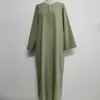 Aliexpress Amazon Comércio Exterior Transfronteiriço Vestido Solto Cor Sólida Slim Elegante Tamanho Grande Vestido Longo
