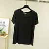 Camiseta de Manga Corta de Modal Nueva de Verano para Mujer Top Pequeño Estilo Coreano para Mujer Ajuste Delgado Cuello Redondo Camiseta Base Top