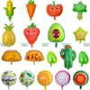 Globo de Película de Aluminio de Frutas y Verduras de Dibujos Animados para Fiesta de Verano Cactus Tropical Piña Sandía Fresa Globo de Película de Aluminio