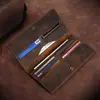 Cartera triple multifuncional al por mayor para hombre, cuero genuino, clutch vintage, explosiva, gran capacidad, billetera larga de cuero Crazy Horse