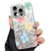 Capa de Tecido Leve com Flores Frescas Estilo Coreano para iPhoneair Novo com Penas para Celular Apple 18 Pro Max Capa Protetora 15