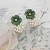 Novos Brincos de Prata S925 com Flor Verde 2024 para Mulheres Exquisitos Brincos de Pétalas Amarelas Doces Super Fadas Elegantes