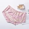 Xiaotianer popular flor de duas cores cintura baixa renda cueca feminina confortável respirável modal briefs multi-tamanho