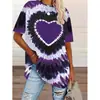 2026 Nueva Ropa para Mujer Tallas Grandes Transfronteriza de Amazon Y2 Camiseta con Estampado de Corazón Primavera y Verano Casual Holgada de Manga Corta