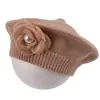 Gorro de Punto Pequeño para Bebé Boina de Hilo para Mujer Transpirable Camelia Perla Elegante Lindo Pequeño Gorro de Punto Moldeador