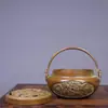 Estufa de Mano para el Hogar Estilo Antiguo de Cobre Puro con Dragón y Fénix Quemador de Incienso, Estufa de Sándalo Estilo Suzhou para Quemar Carbón, Quemador de Incienso de Cobre Calentador de Mano Adorno