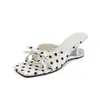 Cuña Personalizada de Tacón Alto Elegante Nicho Francés Pantuflas de Tacón Alto Sandalias de Lunares con Lazo Calzado para Mujer Tallas Grandes