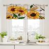 Cortina Curta para Janela de Canto com Estampa Digital de Flores e Plantas Frescas, Proteção Solar para Cozinha, Meia Cortina sem Furo, Cortina Cortina Cortina Cortina Curta