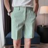 Pantalones de Cinco Puntos para Hombre Verano Nuevo Ajuste Delgado Color Sólido Waffle Pantalones Casuales Pantalones de Longitud Media Shorts de Cuadros Pequeños Pantalones para Hombre