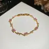 Pulsera Redonda Geométrica de Circonita de Lujo Ligero, Pulsera Estilo Palacio Retro Francés, Joyería Personalizada de Alta Gama de Lujo Ligero