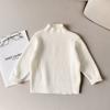[em estoque] outono e inverno novo meninos meninos gola alta cor sólida suéter com forro de fleece infantil bebê estilo coreano estrangeiro