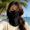 Máscara Facial de Seda Gelada para Mulheres, Estilo Conveniente para Beber Água no Verão, Proteção Completa para Rosto e Pescoço, Máscara Respirável com Proteção Solar