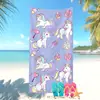 Toalha de Praia Popular Transfronteiriça para Férias na Praia, Toalha de Microfibra, Absorvente de Água, Toalha de Banho Infantil com Desenho Fofo de Unicórnio