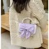 Bolsa para Niña Estilo Coreano Otoño e Invierno con Lazo Camelia Perla Portátil Encaje Encaje Bolsa Cruzada para Guardería