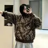 Stock de fábrica: Chaqueta cárdigan de retazos a rayas de alta costura con cuello mao, prenda exterior retro americana con estampado de leopardo y tres rayas, unisex