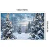Tecido de Fundo de Neve de Inverno com Tema de Gelo e Neve Transfronteiriço Decoração de Banner de Natal e Ano Novo Decoração de Festa de Natal