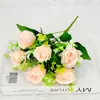 Buquê de botões de rosa artificiais, flor artificial, flor de plástico, flor de seda, rosa com aroma de pêssego, flor para decoração de mesa, pequeno buquê artificial