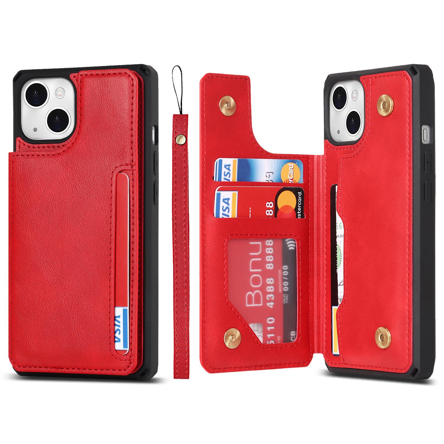 iPhone 14 纽扣左右翻挂绳单壳
