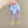 Pendientes de cadena de amor de verano coloridos de dopamina para mujer, diseño de clip para oreja, personalidad, dulce, fresco, temperamento, pendientes largos versátiles