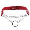 Oye Estilo Europeo y Americano Hueco Moderno Cuero PU Anillo Gargantilla Punk Estilo Callejero Cadena Anillo O Gargantilla Cadena Cuello Candado