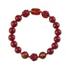 Pulsera Yufuxiang de Cinabrio Natural del Año de Nacimiento Tres Caballos de Fuerza para Mujeres, Pulsera Original de Arena de Cristal Rojo de Alto Contenido Mineral para Hombres