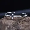 Joyería de plata de ley S925 pulsera de giro de trébol de cuatro hojas de personalidad simple retro pulsera abierta de plata tailandesa venta al por mayor de fábrica