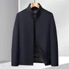 Abrigo 100% Lana para Hombres de Mediana Edad, Casual de Negocios, Cuello Alto, Forro de Plumas Desmontable, Chaqueta Abrigo de Lana Doble Faz Hecha a Mano