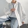 Camisa de manga larga con solapa en relieve para hombre, primavera y otoño 2023, camisa chaqueta casual blanca ligera de luz y sombra C22005
