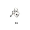 Prata Esterlina S925 Pingente Cadeado Coração Chave Acessórios Pulseira de Corda Trançada com Contas Feita à Mão DIY Pulseira Pingente Pequeno Atacado