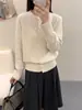 Cárdigan Suéter de Punto Suave de Alta Gama Estilo Coreano para Mujer 2026 Nuevo Cuello Redondo Primavera y Otoño Abrigo Estilo Perezoso