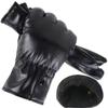 Guantes de invierno para hombre de piel PU con forro polar cálido con pantalla táctil negros para ciclismo motocicleta piel sintética fabricantes venta al por mayor guantes para mujer
