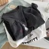 Camiseta de Manga Larga con Lija de Dibujos Animados Retro Japonesa para Mujer, Nueva de Otoño e Invierno, Holgada, Perezosa, Versátil, Camiseta Base