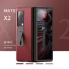 Adequado para Huawei MateX2 Tela Dobrável Suporte de Cinto Real Capa de Celular Camada Superior Cinto de Couro Capa Frontal Película HD Capa de Couro