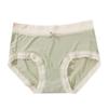 Ropa interior de seda de hielo para mujer, de cintura media, a juego con colores, para estudiantes, de verano, con grafeno, antibacteriano, con encaje ondulado en la entrepierna, bragas para chicas.