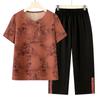 Conjunto de Dos Piezas de Manga Corta de Verano para Abuelas y Madres de Mediana Edad y Mayores, Camisetas, Trajes de Moda para Mujer