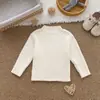 Camiseta base para bebé de algodón puro, Clase A, para niños y niñas, capa interior de punto, cálida, color liso, suéter suave para niños, hecho a medida