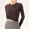 Nuevo Top de Manga Larga Ajustado Transpirable de Alta Elasticidad con Cuello Redondo, Sin Costuras, Secado Rápido, para Pilates, Yoga y Fitness de Mujer