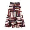 Vestido Feminino para Comércio Exterior Europeu e Americano Aliexpress Mais Vendido de Verão Retrô Versátil Estampa Geométrica Marrom-Avermelhado