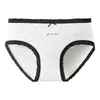 Pantis de algodón con lazo para mujer, de algodón con lunares y cintura media, bragas triangulares transpirables con ribete de encaje para estudiantes y niñas, comercio exterior