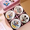 Disney Mickey Tazón de Arroz Cerámico con Raya Vertical 4.5 pulgadas Juego de Tazones Apto para Microondas Tazón Pequeño Bajo Esmalte Caja de Regalo
