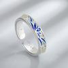 Nuevo Anillo Nacional de Moda Cloisonné Orquídea Filigrana Calada Elegante Anillo Plateado Joyería Creativa Personalizada Ajustable