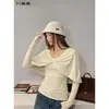 Inss Outono e Inverno 2026 Xale Camadas Torcido Estilo Francês Blusa de Tricô Falsa Duas Peças 22928
