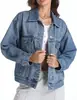 Chaqueta de Mezclilla Personalizada para Mujer Fábrica de Origen Chaqueta de Mezclilla para Mujer Fábrica de Personalización en Lotes Pequeños ODM con Dibujos y Muestras