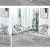 Juego de Tres Piezas de Silla de Ratán Balcón Mesa Pequeña y Silla Exterior Patio Combinación de Mesa de Centro Ocio Terraza Exterior Silla de Ratán con Respaldo