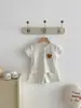Conjunto de Shorts de Manga Corta Estilo Coreano de Verano para Niños y Niñas, Conjunto Casual Delgado de Dos Piezas de Oso Waffle para Bebés